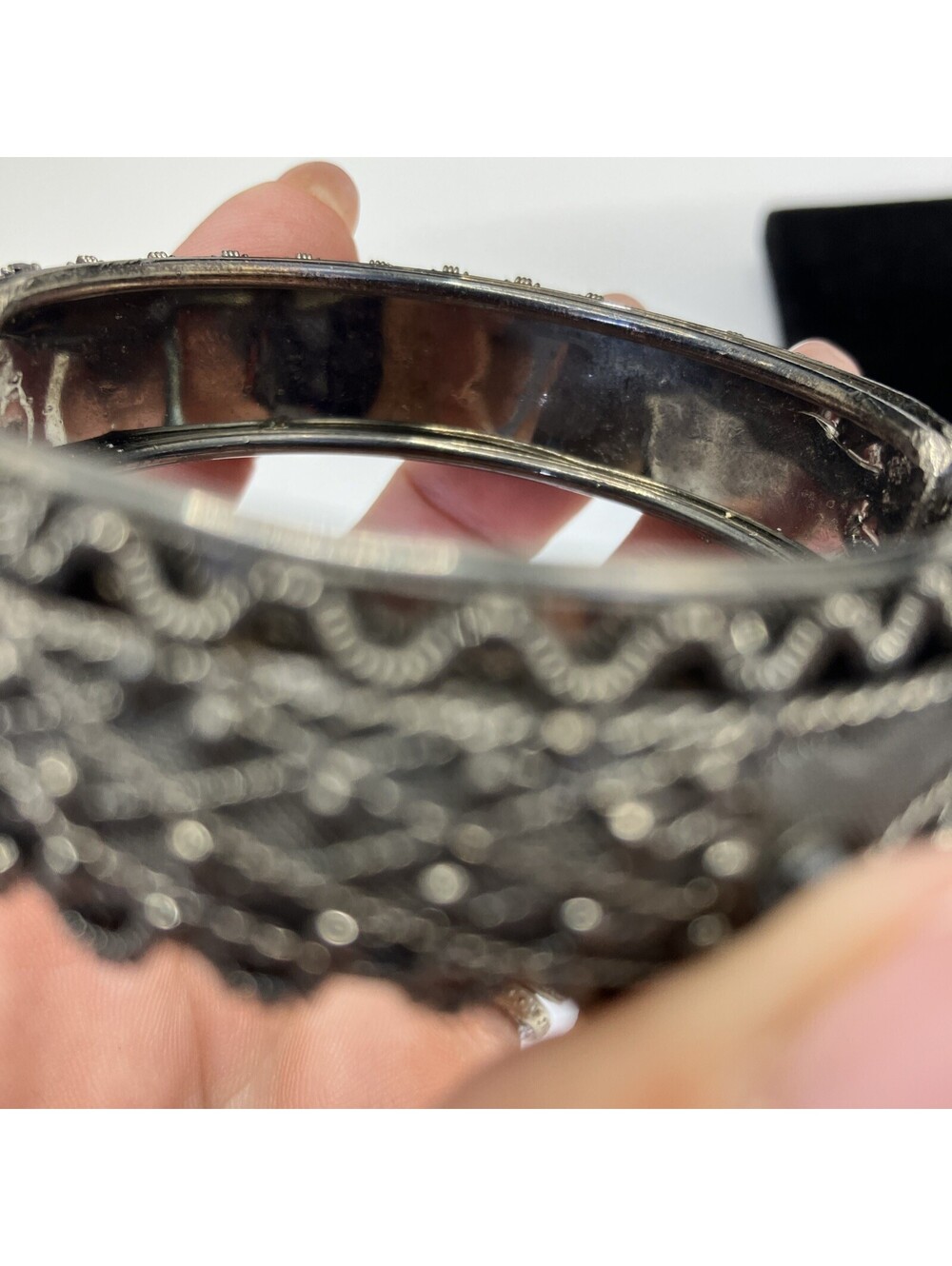 VTG Black Rhinestone Spring Bracelet - Picture 7 of 10